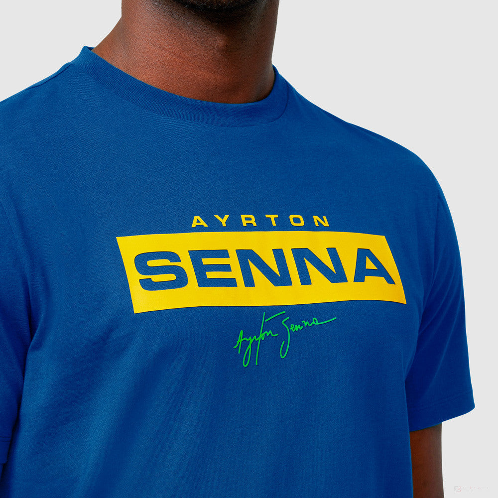 Tričko Ayrton Senna, Logo, Modré, 2021 - FansBRANDS®