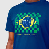 Tričko Ayrton Senna, vlajka Brazílie, modré, 2021 - FansBRANDS®
