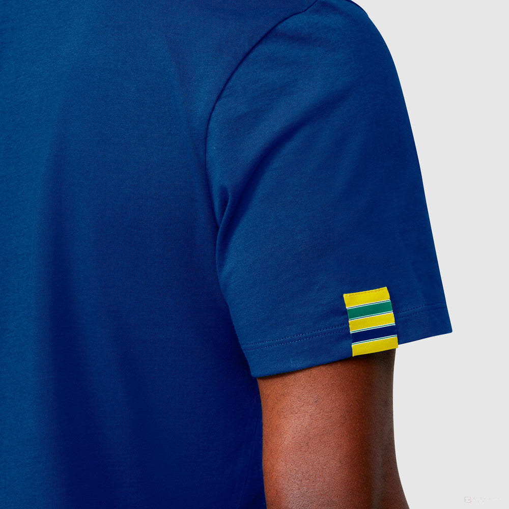 Tričko Ayrton Senna, vlajka Brazílie, modré, 2021 - FansBRANDS®