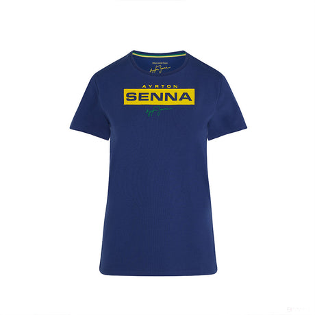 Dámske tričko Ayrton Senna, logo, modré, 2021 - FansBRANDS®
