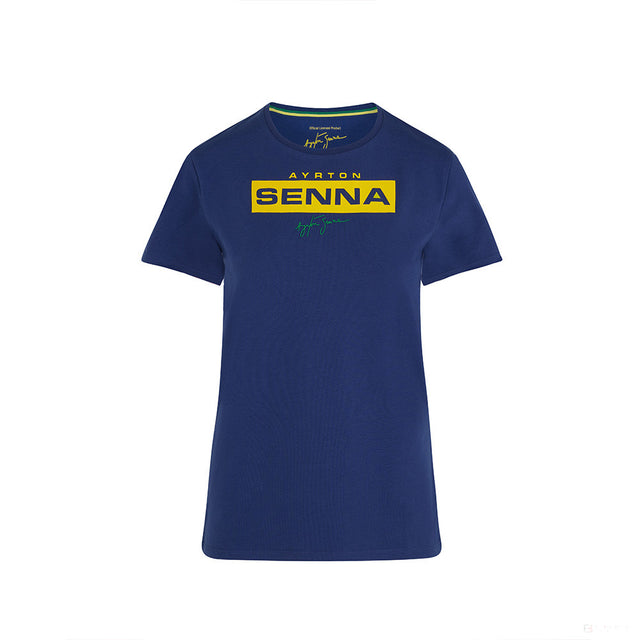 Dámske tričko Ayrton Senna, logo, modré, 2021 - FansBRANDS®