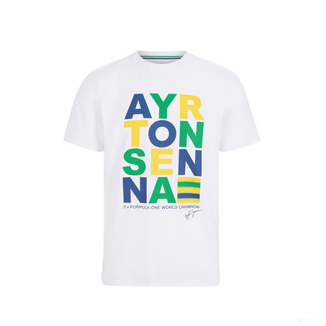 Tričko Ayrton Senna, Stripe Graphic, biele, 2021 - FansBRANDS®