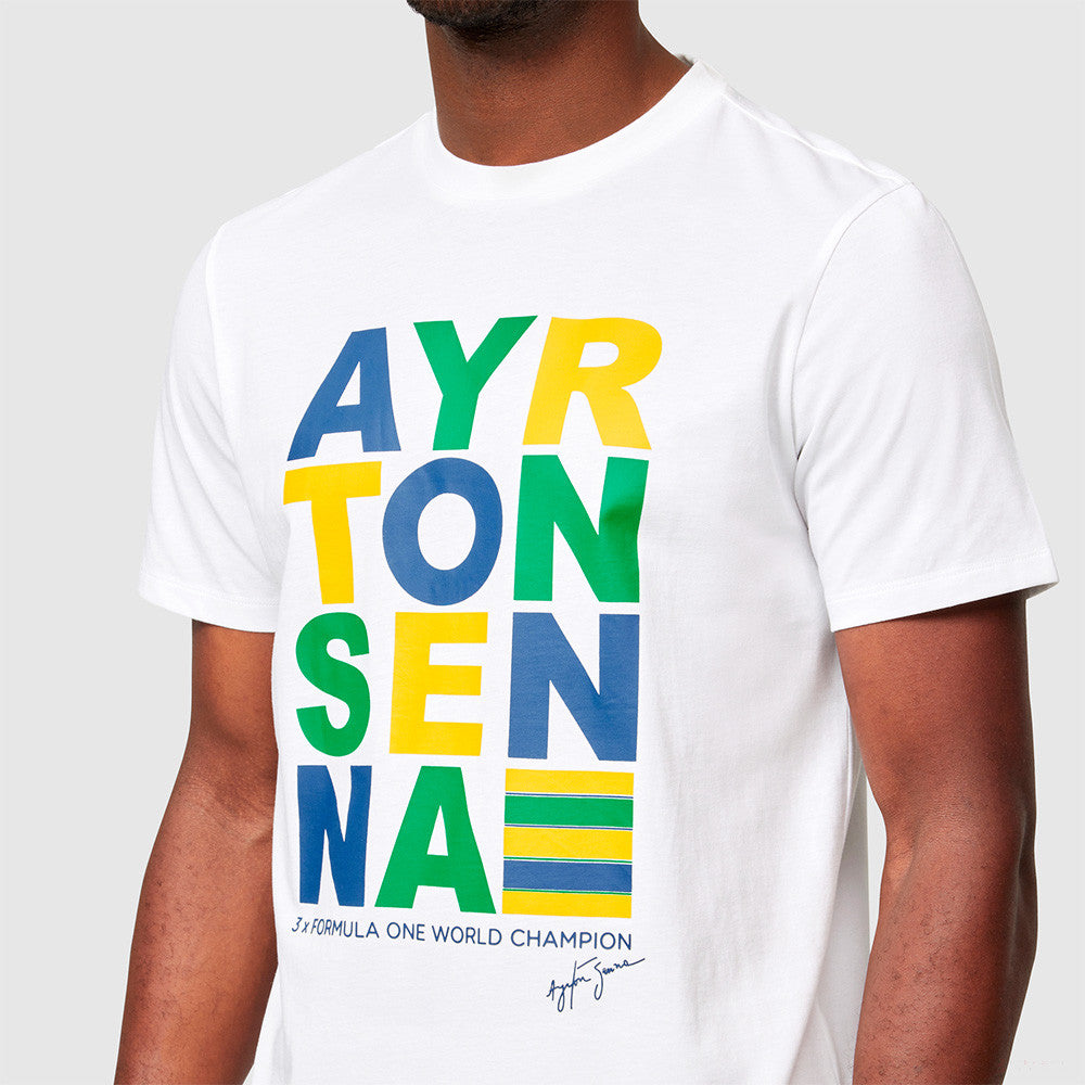 Tričko Ayrton Senna, Stripe Graphic, biele, 2021