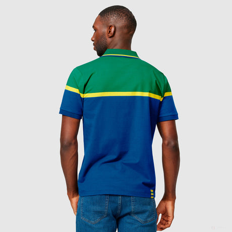 Ayrton Senna Polo, pruhované pánske, modrá, 2021 - FansBRANDS®