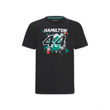 Tričko Mercedes Lewis Hamilton, LEWIS #44, čierne, 2022