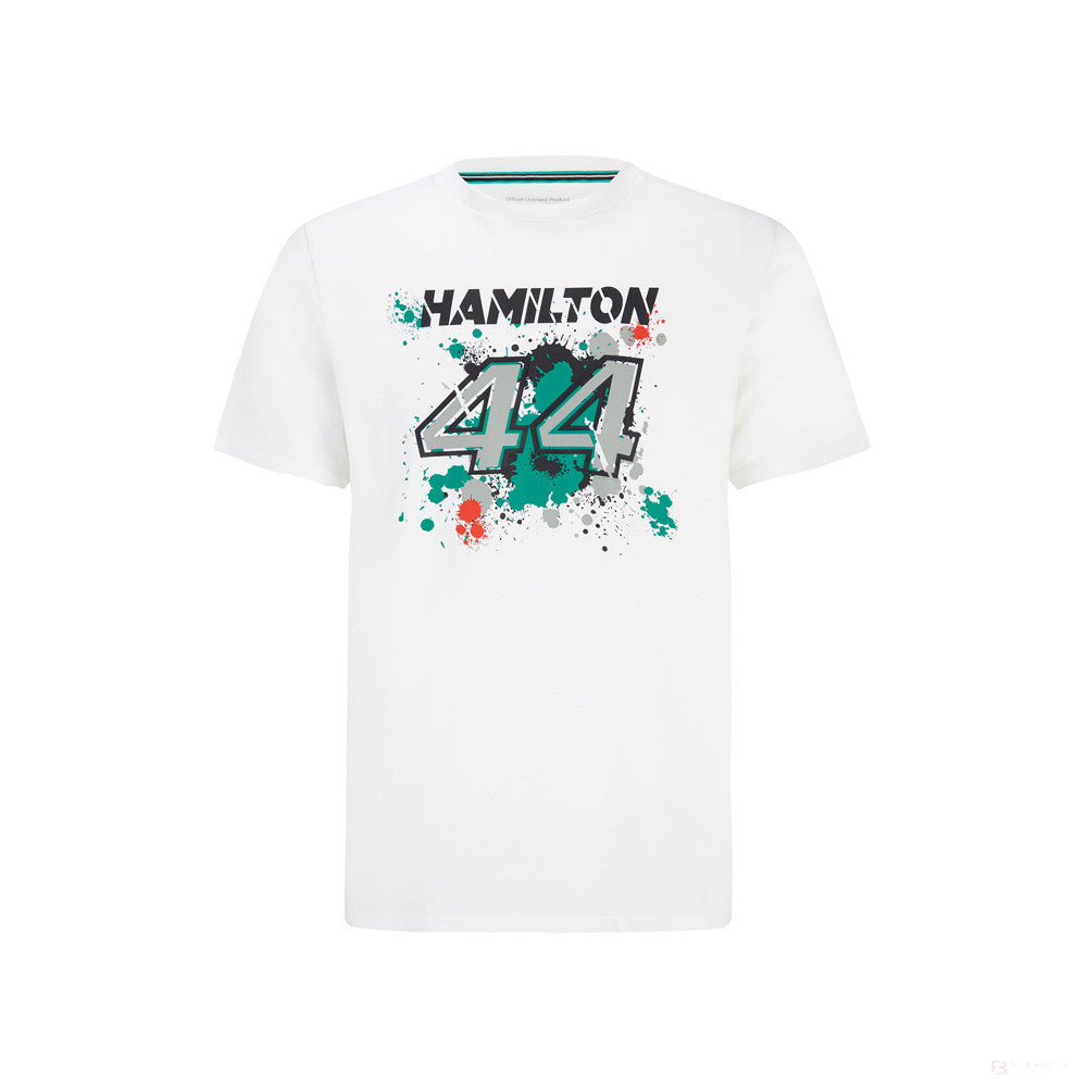 Tričko Mercedes Lewis Hamilton, LEWIS #44, biele, 2022 - FansBRANDS®