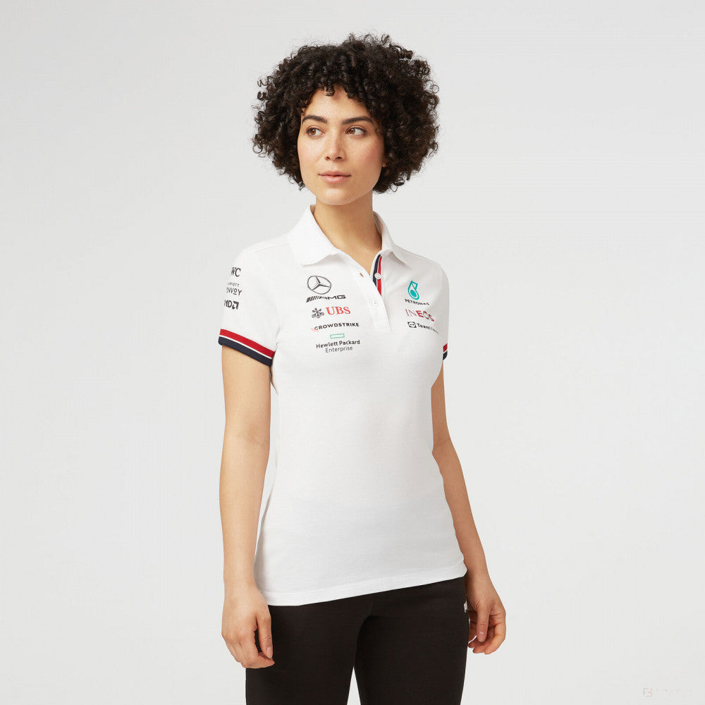 Mercedes Dámske Polo, Team, Biela, 2022 - FansBRANDS®