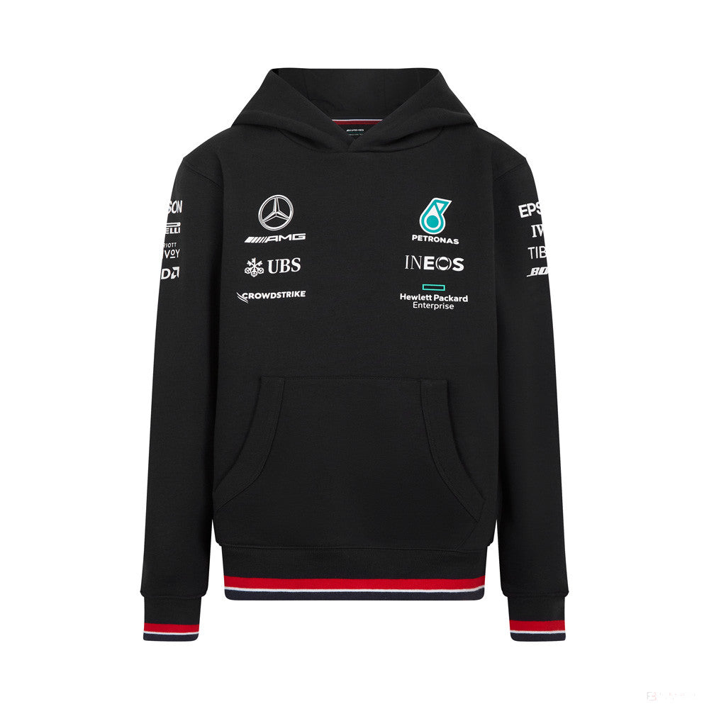 Detský sveter Mercedes s kapucňou, tímový, čierny, 2022 - FansBRANDS®