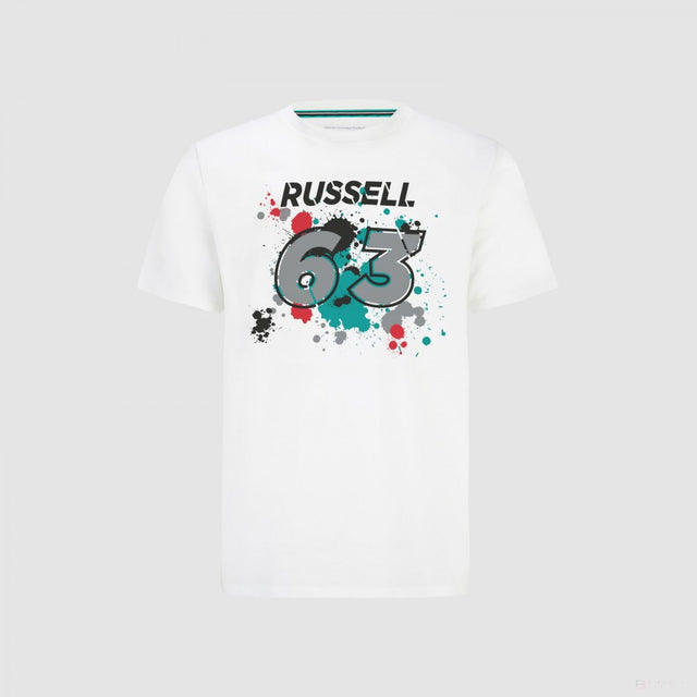 Tričko Mercedes George Russell, GEORGE #63, biele, 2022 - FansBRANDS®