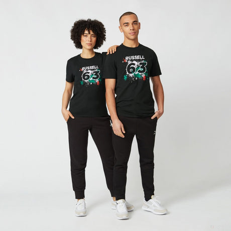 Tričko Mercedes George Russell, GEORGE #63, čierne, 2022 - FansBRANDS®