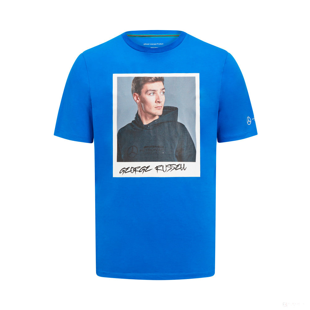 Mercedes t-shirt, George Russell portrait, blue - FansBRANDS®