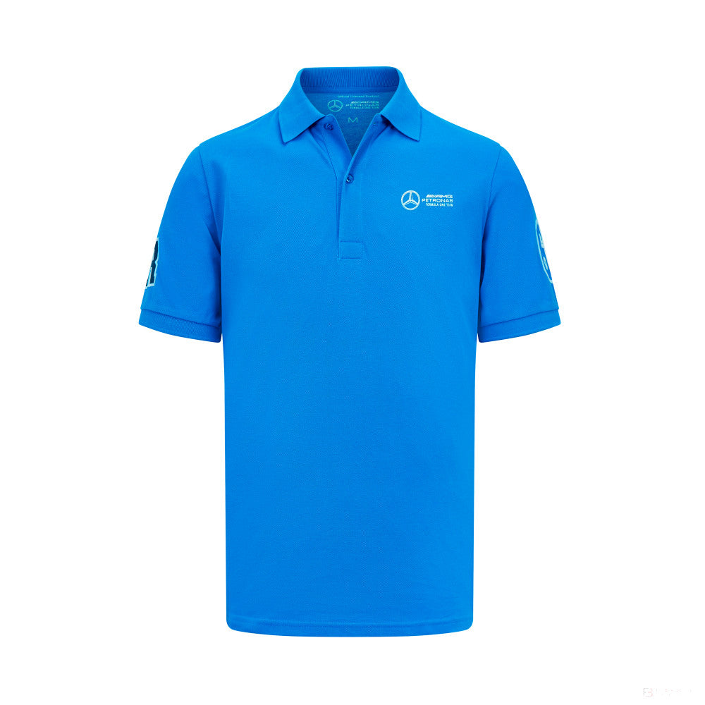 Mercedes polo, George Russell logo, blue