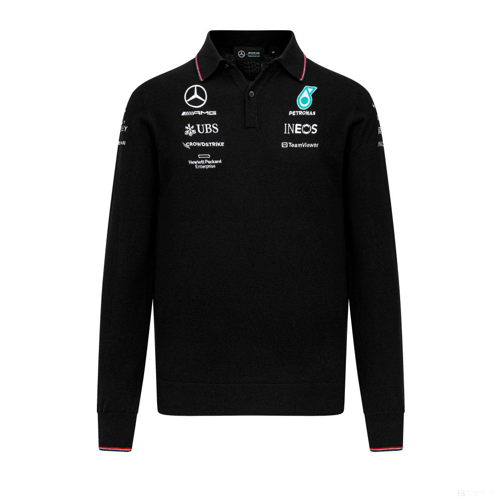 Mercedes long slevee polo, knitted, team, black, 2023