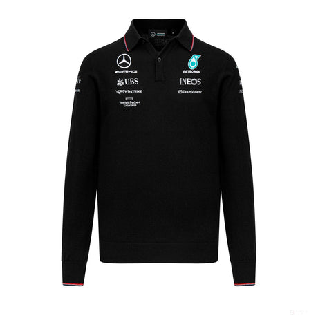 Mercedes long slevee polo, knitted, team, black, 2023 - FansBRANDS®