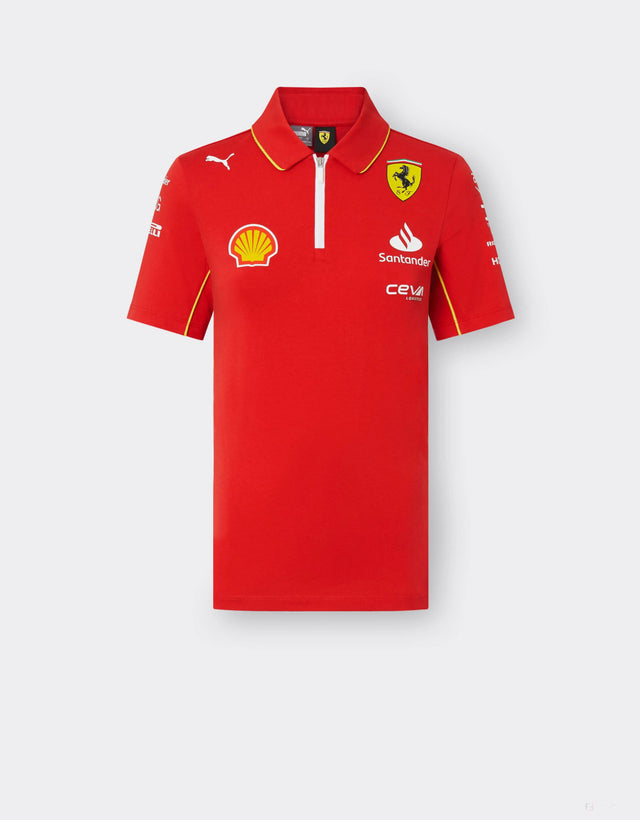 Ferrari tričko s golierom, Puma, tímové, dámske, červená, 2024 - FansBRANDS®