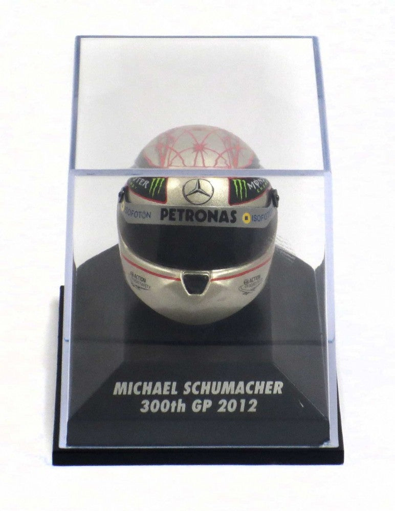 Mini prilba Michael Schumacher, 300. GP Spa, mierka 1:8, šedá, 2018