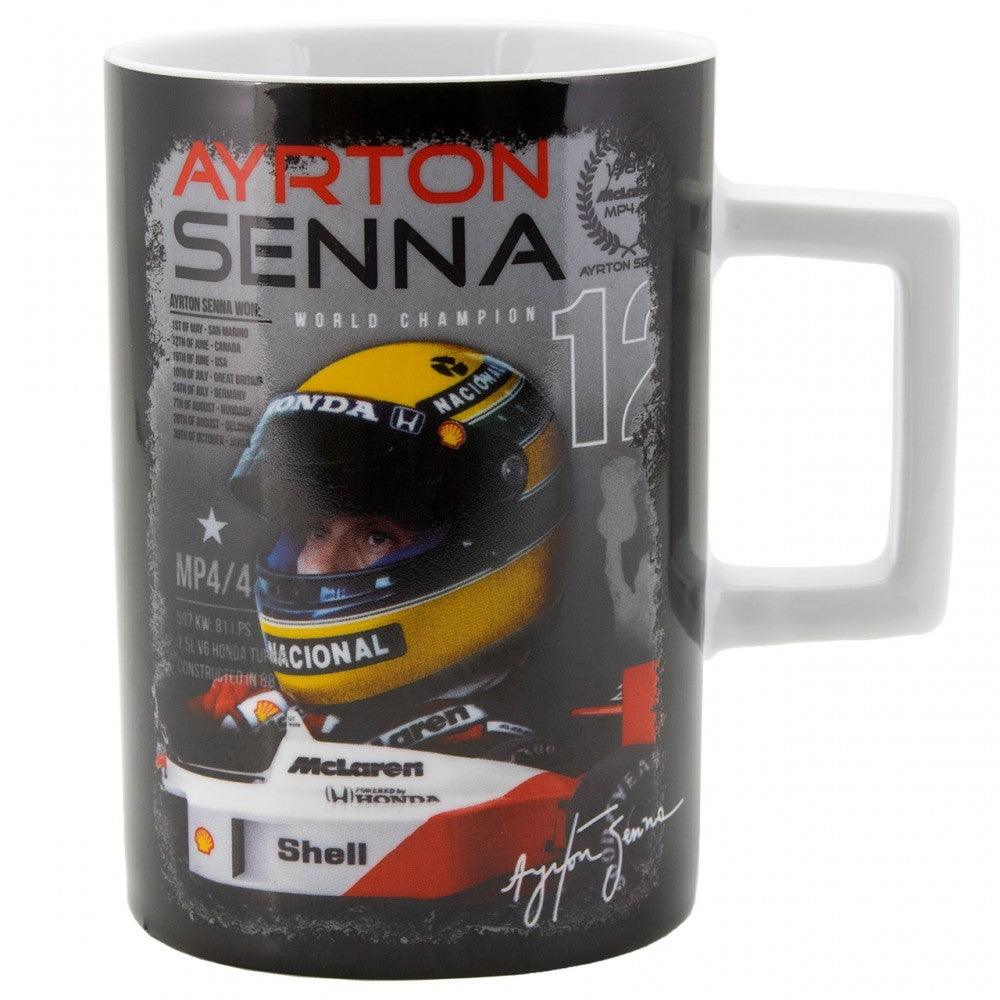 Hrnček Ayrton Senna, majster sveta, 300 ml, čierny, 2017 - FansBRANDS®
