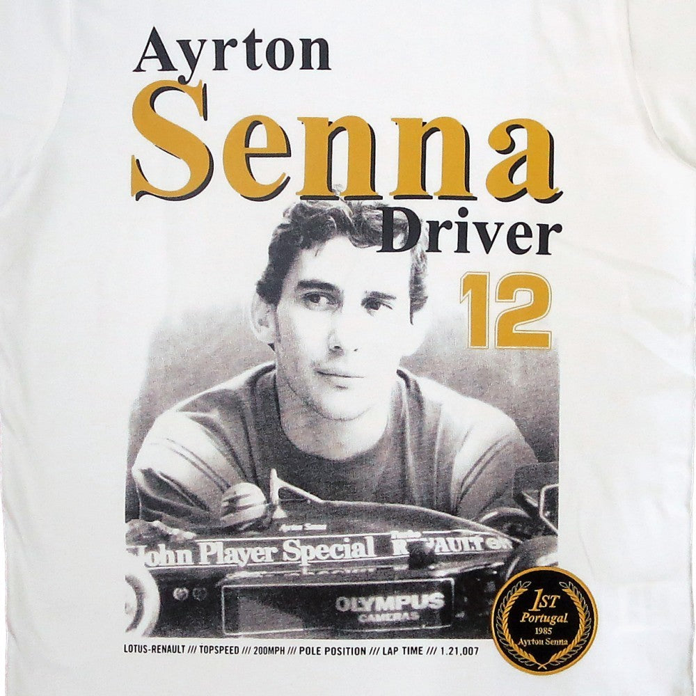 Tričko Ayrton Senna, 1985, biele, 2016