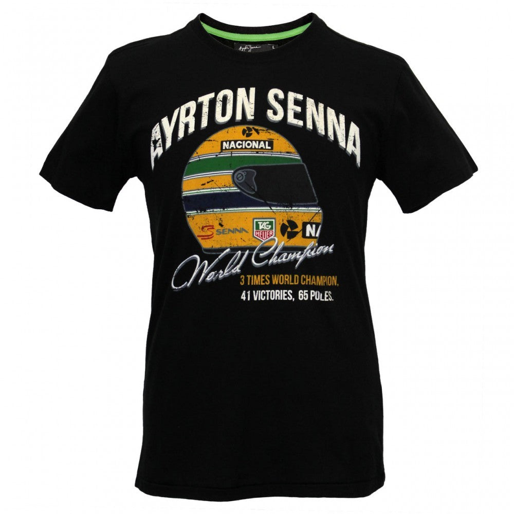 Tričko Ayrton Senna, okrúhly výstrih, čierne, 2016