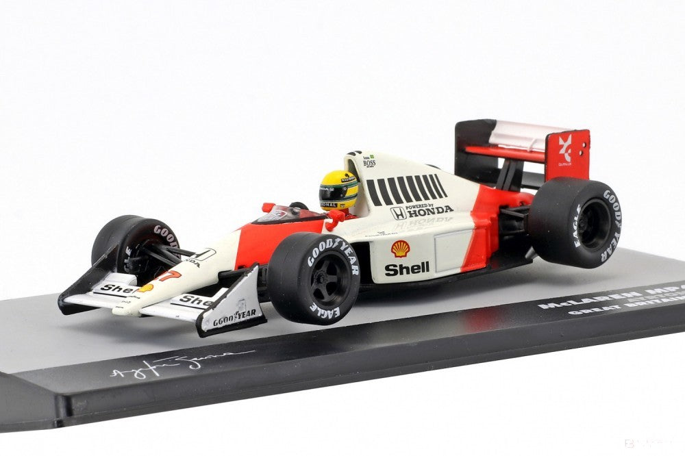 Ayrotn Senna Model auta, McLaren MP4/5B Britská GP 1990, mierka 1:43, biela, 2019