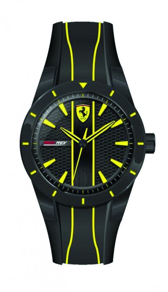 Ferrari hodinky, pánske Redrev Quartz, čierno-žlté, 2019