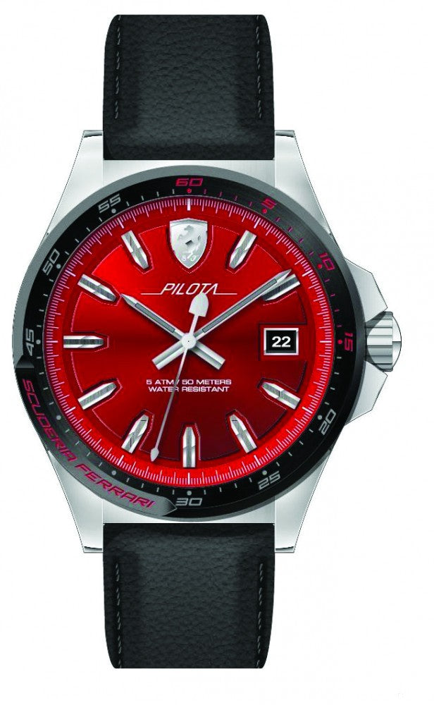 Ferrari Watch, Pilota Quartz Pánske, červeno-čierne, 2019