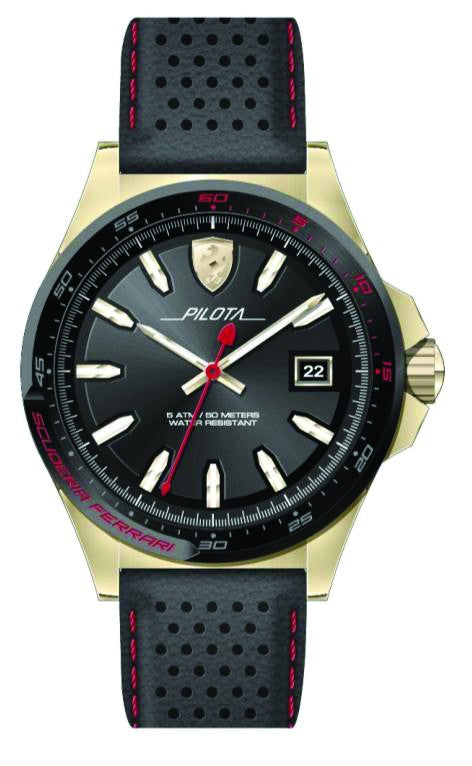 Ferrari hodinky, Pilota Quartz pánske, čierne, 2019