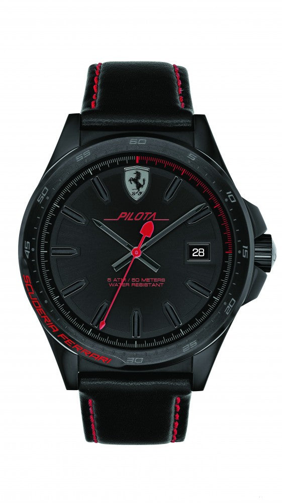 Ferrari hodinky, Pilota Quartz pánske, čierne, 2019