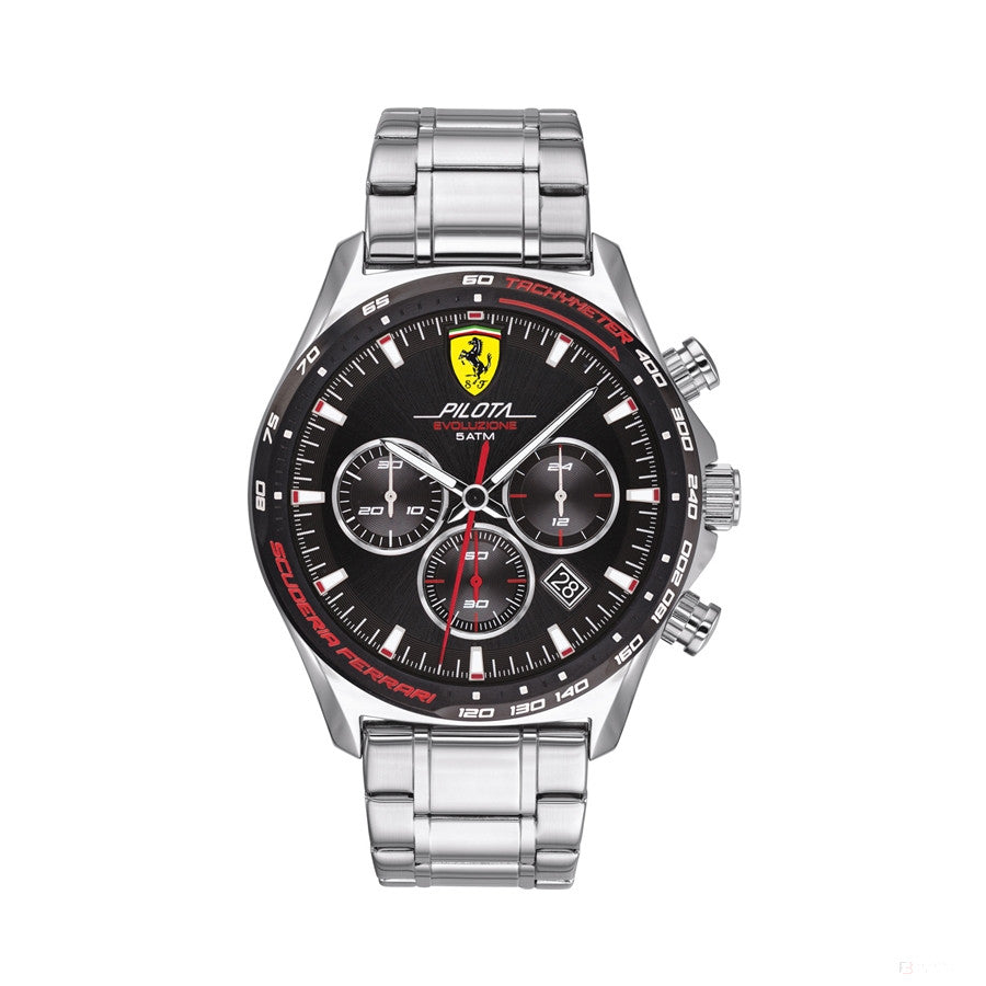 Ferrari hodinky, Pilota EVO Chronograph SS pánske, 44 mm, strieborné, 2020