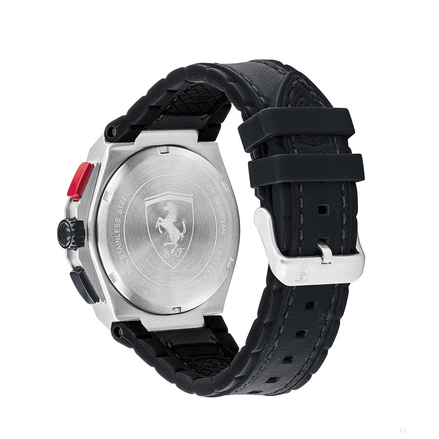 Scuderia Ferrari Watch Aspire, Chrono Bracelet Stainless Steel, Black Silicon Strap, 44Mm - FansBRANDS®