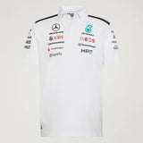 Mercedes póló, tím, inžinieri, adidas, biele, 2026