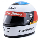 Mini prilba Michaela Schumachera, prvé preteky, mierka 1:2, biela, 1991