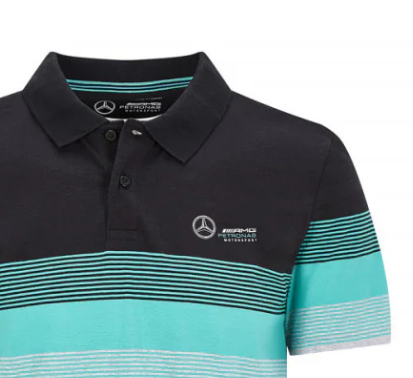 Mercedes T-shirt with collar, striped, multicolor, 2020