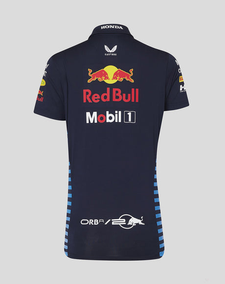 Red Bull tričko s golierom, Castore, týmové, Dámske, modrá, 2024