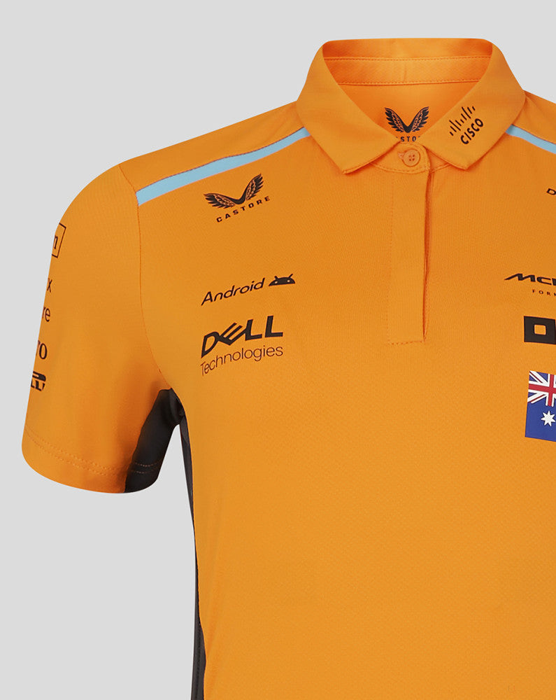 McLaren tričko s golierom, Castore, Oscar Piastri, Dámske, oranžová - FansBRANDS®