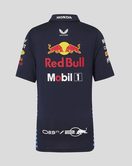 Red Bull tričko s golierom, Castore, týmové, Detské, modrá, 2024