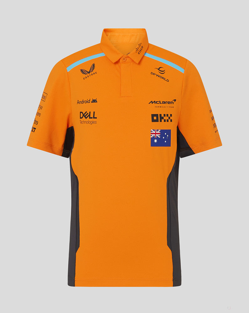 McLaren tričko s golierom, Castore, Oscar Piastri, Detské, oranžová - FansBRANDS®