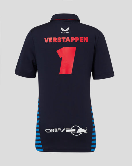 Red Bull tričko s golierom, Castore, Max Verstappen, Detské, modrá, 2024