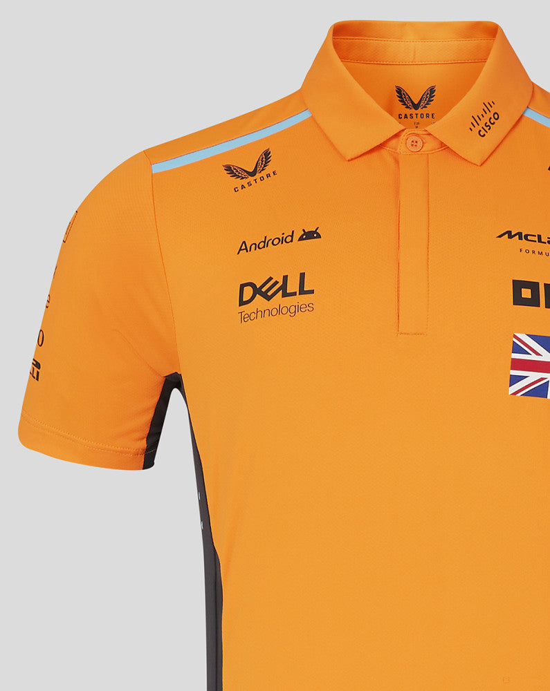 McLaren tričko s golierom, Castore, Lando Norris, oranžová - FansBRANDS®