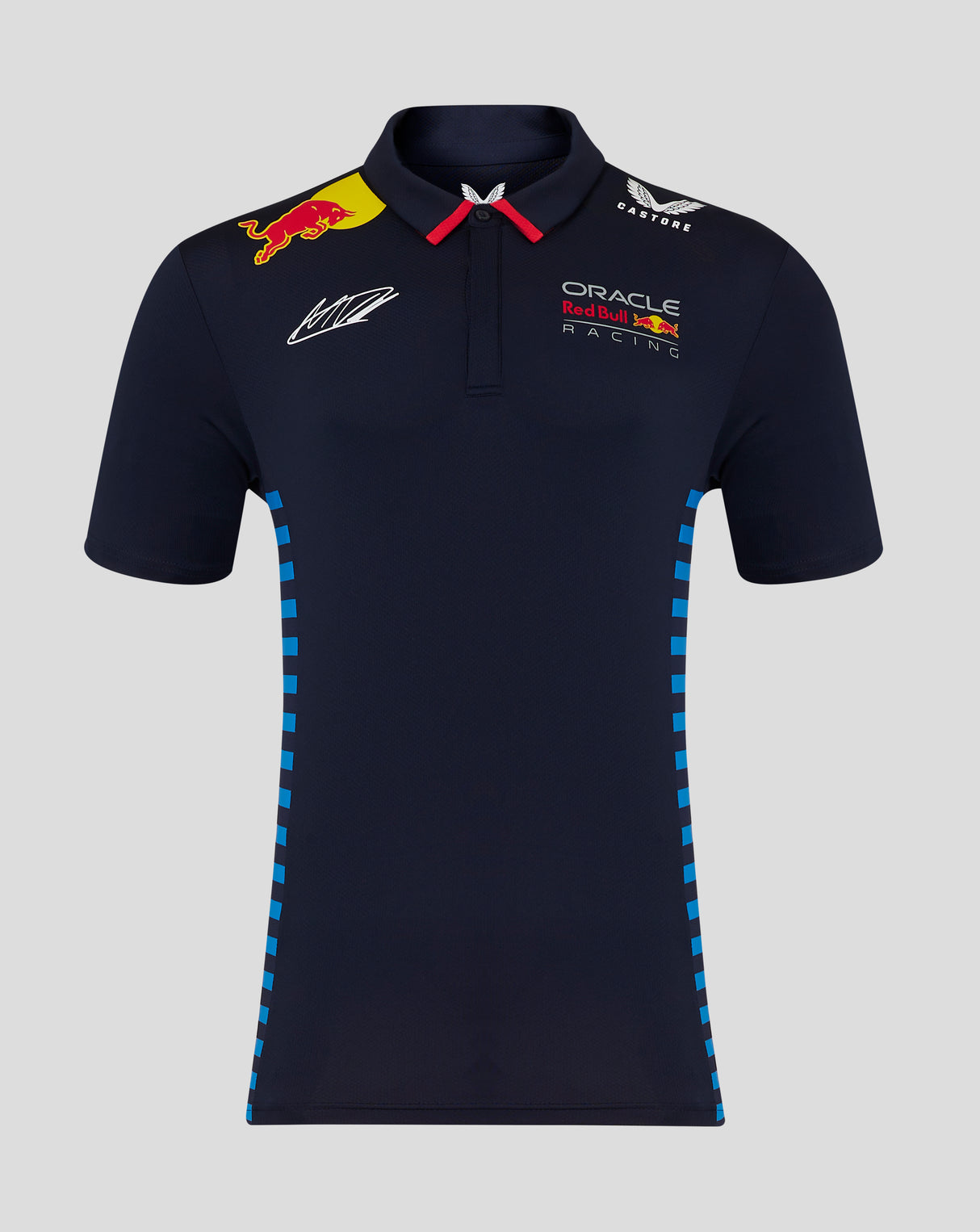 Red Bull tričko s golierom, Castore, Max Verstappen, modrá, 2024 - FansBRANDS®