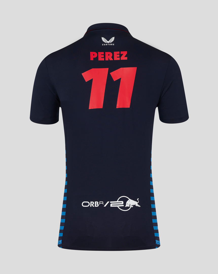 Red Bull tričko s golierom, Castore, Sergio Perez, modrá, 2024 - FansBRANDS®