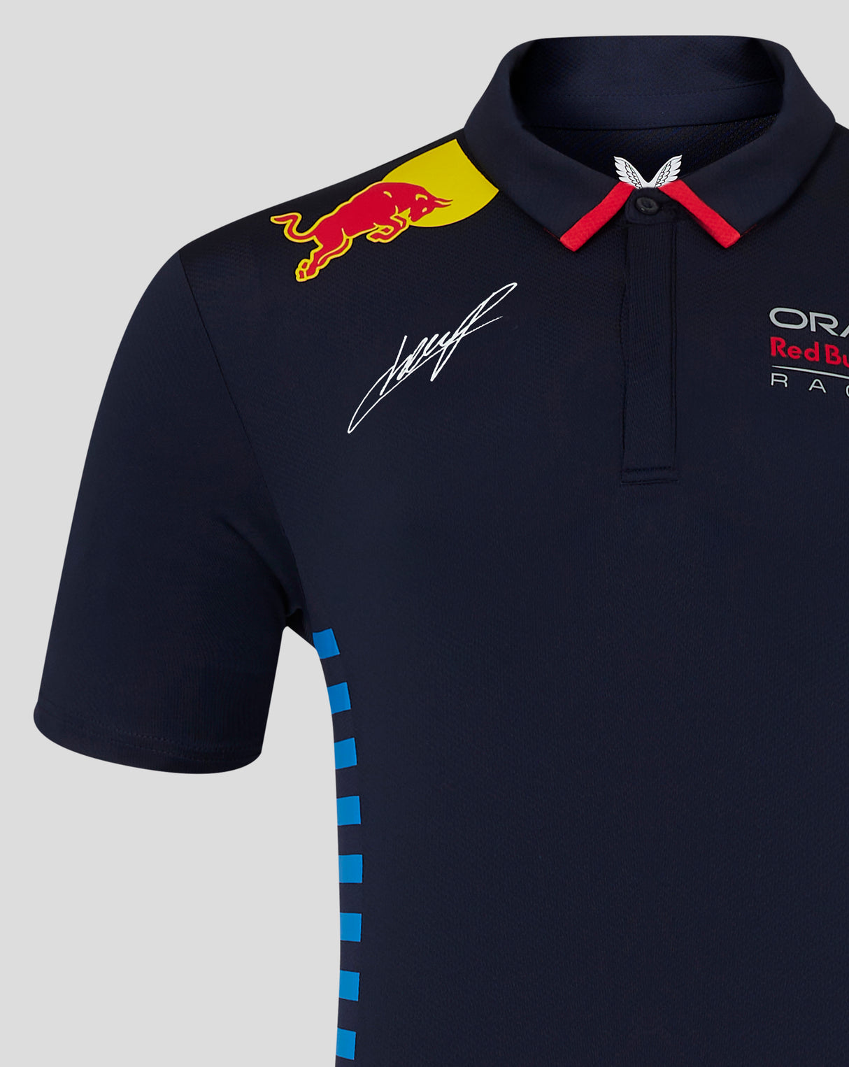 Red Bull tričko s golierom, Castore, Sergio Perez, modrá, 2024 - FansBRANDS®