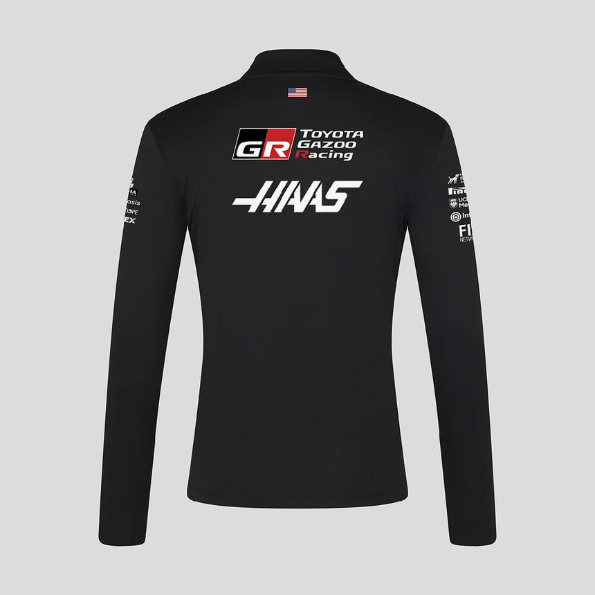 Haas F1 mikina s polozipsom, tím, čierna