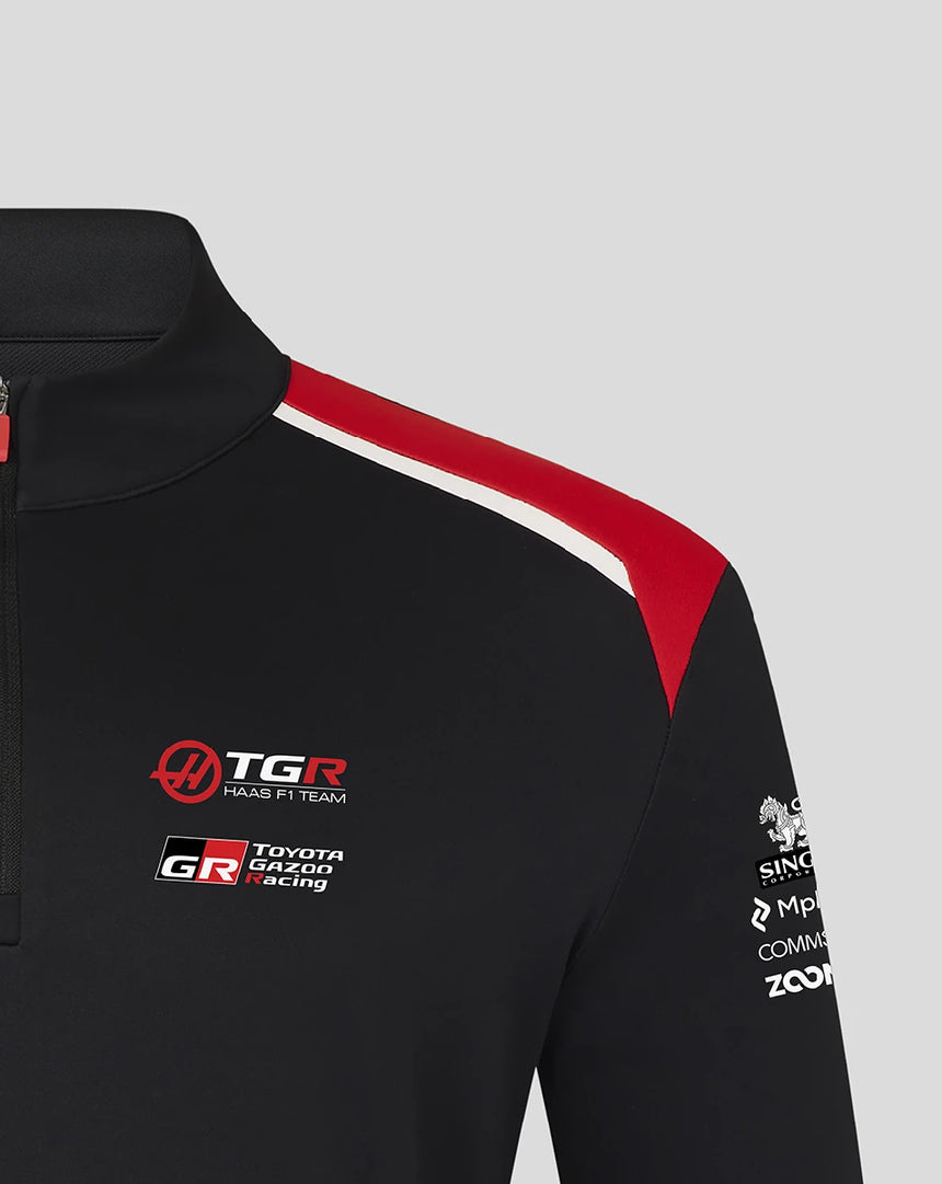 Haas F1 mikina s polozipsom, tím, čierna