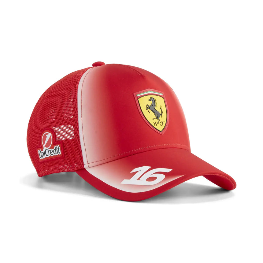 Ferrari trucker čiapka, tím, Charles Leclerc, Puma, červená