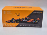 Model auta McLaren, Bburago, Lando Norris, Miami polep, akrylová krabička, MCL38 🔥