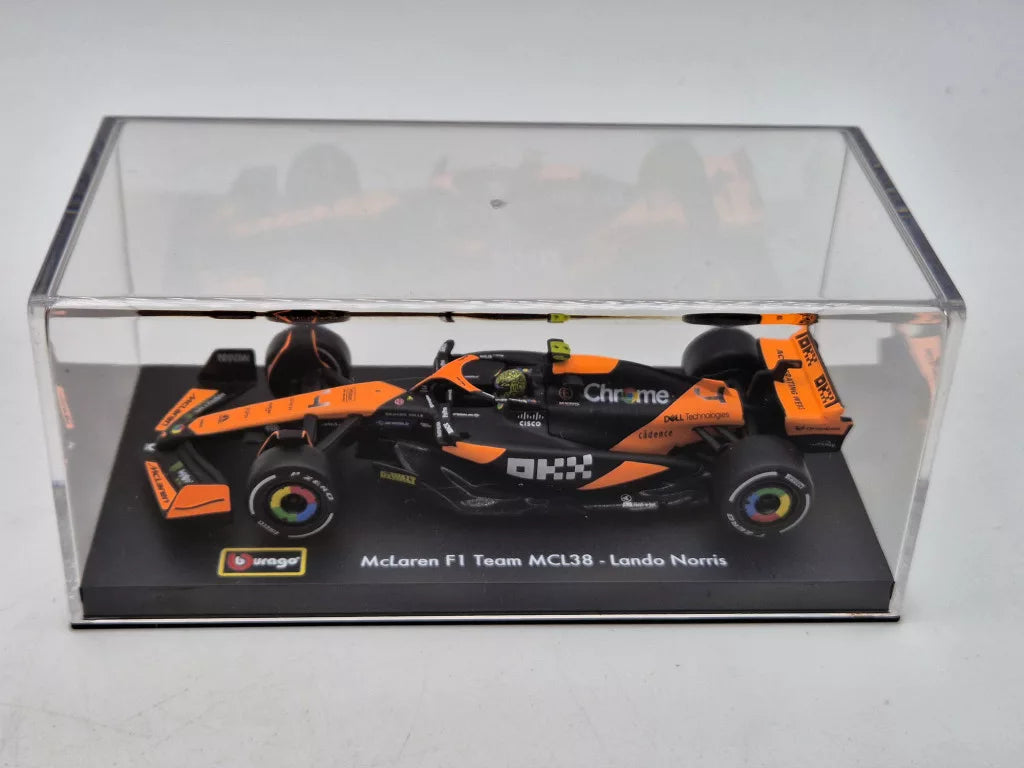 Model auta McLaren, Bburago, Lando Norris, Miami polep, akrylová krabička, MCL38 🔥