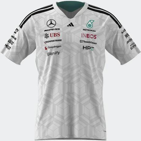 Mercedes póló, tím, adidas, pretekári, biele