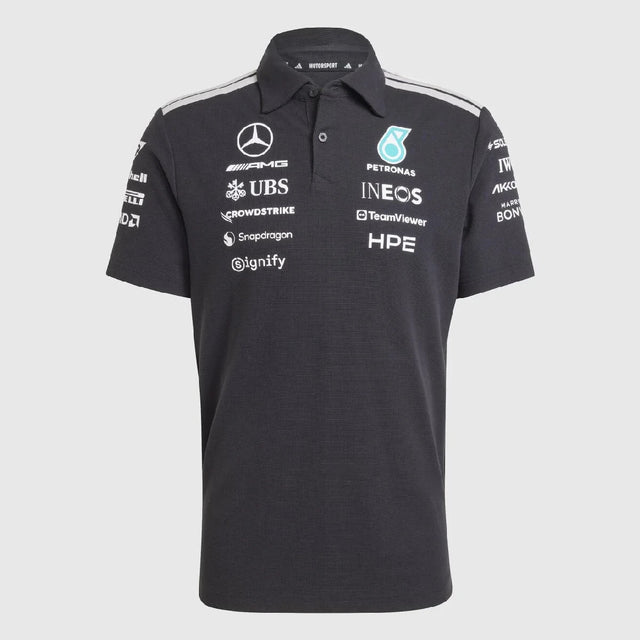 Mercedes polo, tím, inžinieri, adidas, čierne, 2026