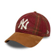 New York Yankees čiapka, loden velúr, New Era, 9TWENTY, hnedá